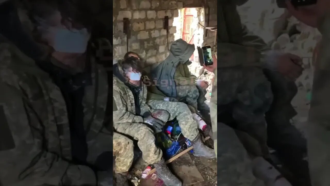 Four captured Ukrainian soldiers in Marinka
