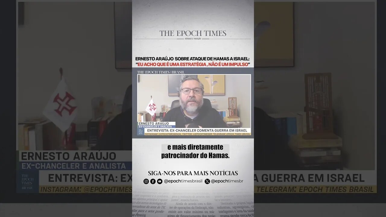 Ernesto Araújo sobre ataque de Hamas a Israel: "Eu acho que é uma estratégia, não é um impulso"