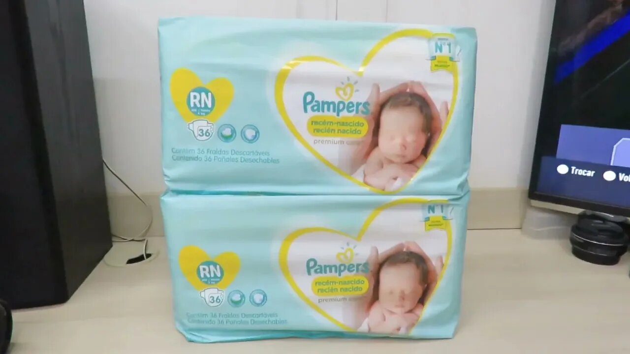 2x Fraldas Pampers Recém-Nascido Premium Care Rn 36 Unidades, Pampers