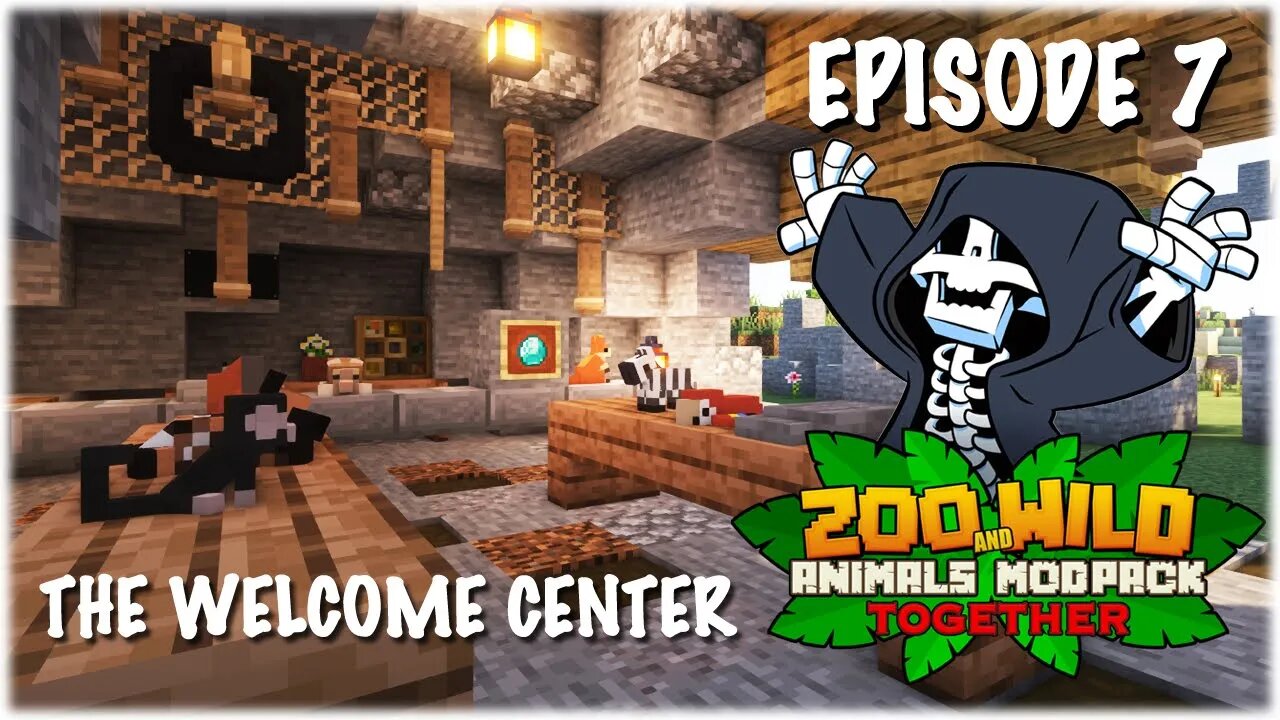 Building an EPIC Island Welcome Center! - Minecraft SMP: Zoo and Wild Animal (ZAWA) Mod - S3E7