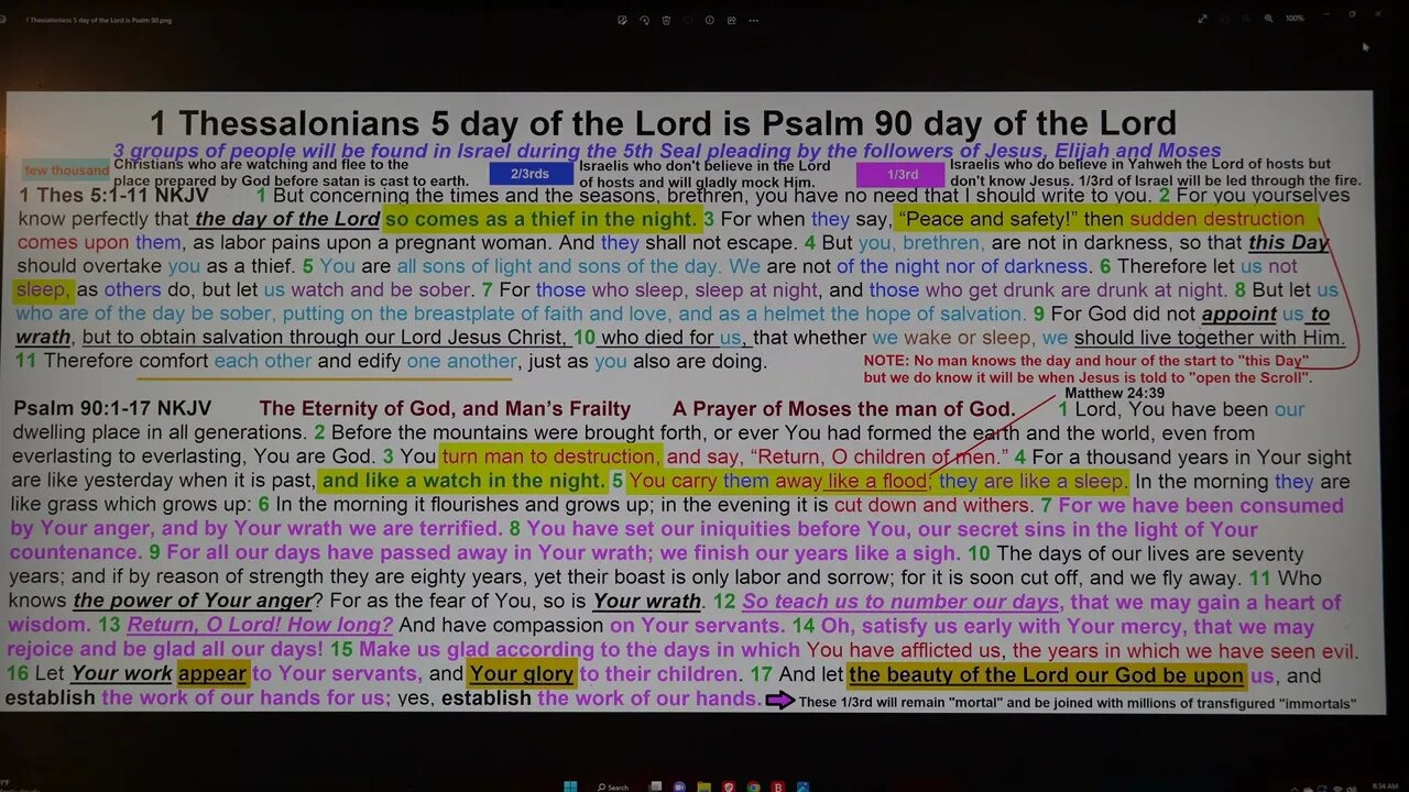 1 Thessalonians 5 day of the Lord is Psalm 90