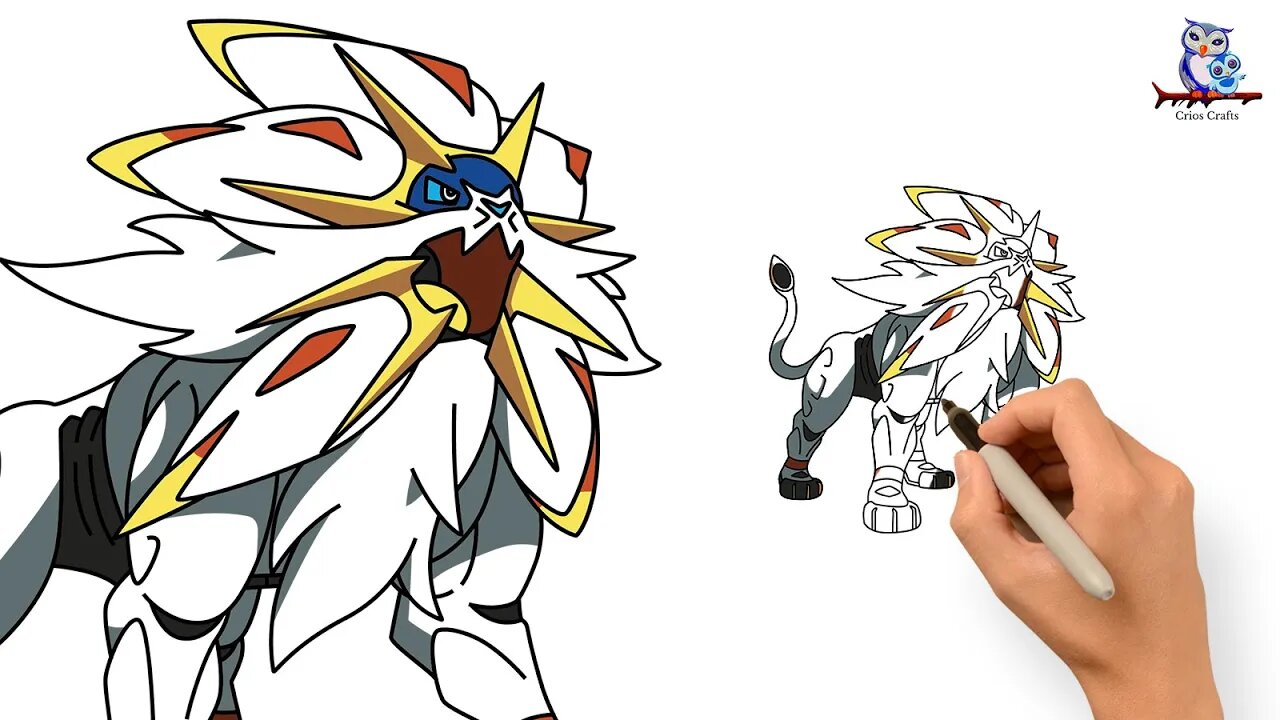 How to Draw Solgaleo Pokémon - Step by Step