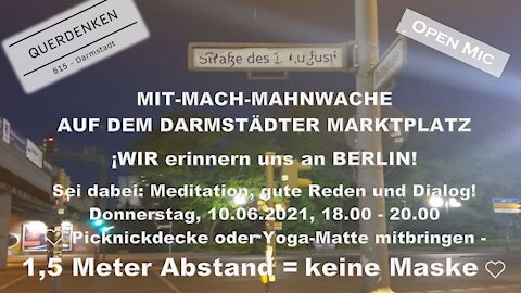 MASKENFREIE Mahnwache mitten in Darmstadt - wir sind so frei ;-)