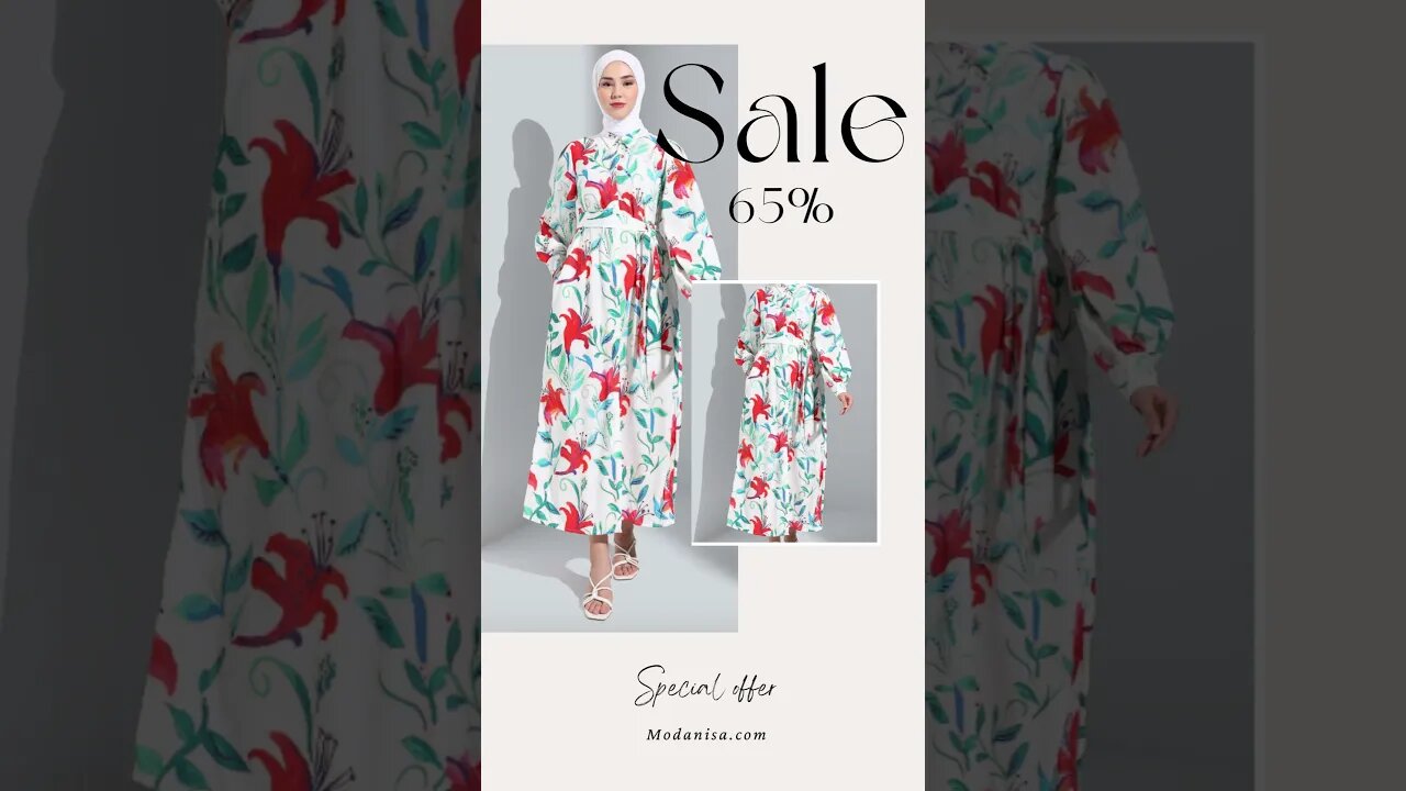 Feel summer with the Refka Coral Floral Point, Modest Dress #fashion #dress #modanisa