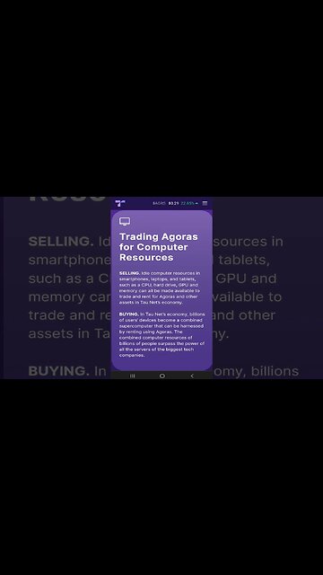 64 Trading Agoras for Computer Resources 💎#shorts #TauNet #tradingknowledge #agoras