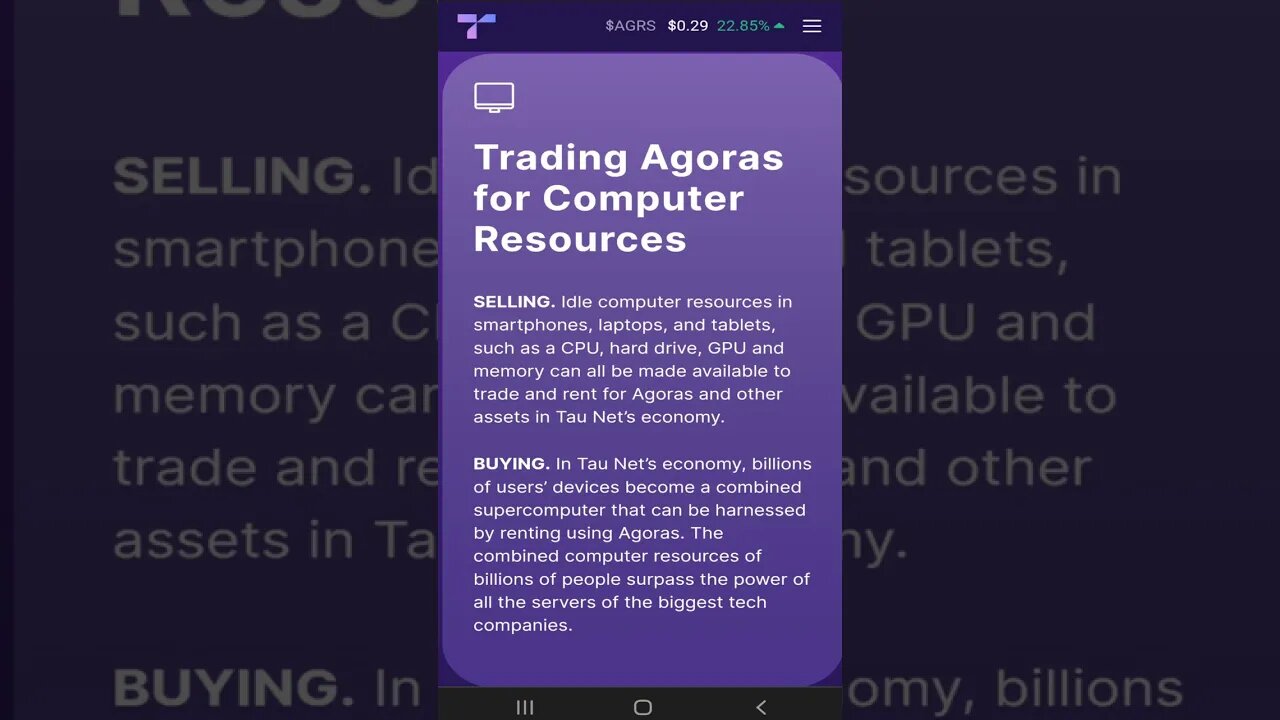 64 Trading Agoras for Computer Resources 💎#shorts #TauNet #tradingknowledge #agoras