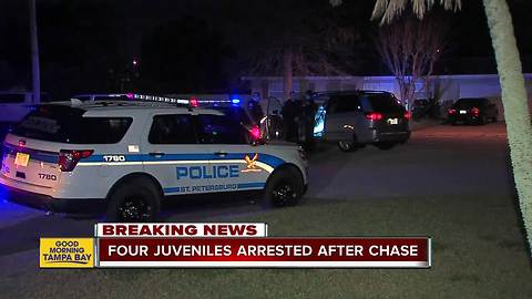 4 juveniles arrested in stolen car after trying to ram patrol car, leading St. Pete police on chase