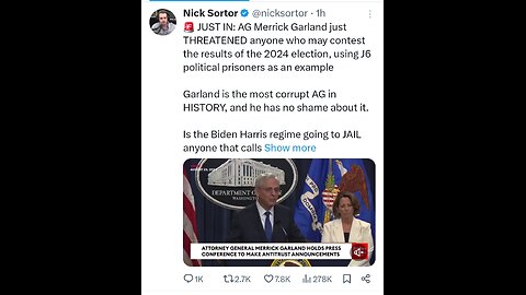 AG Garland just THREATENED anyone who contest the results of the 2024 election