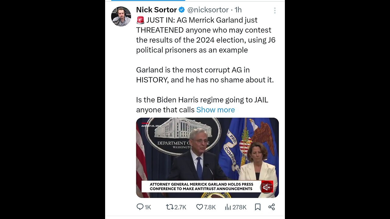 AG Garland just THREATENED anyone who contest the results of the 2024 election