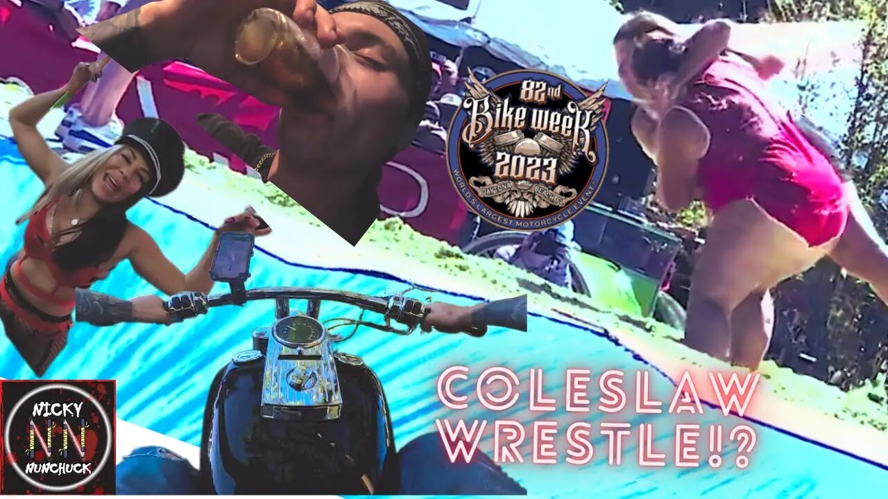 Daytona Bike Week Goes Crazy! (COLESLAW WRESTLING)