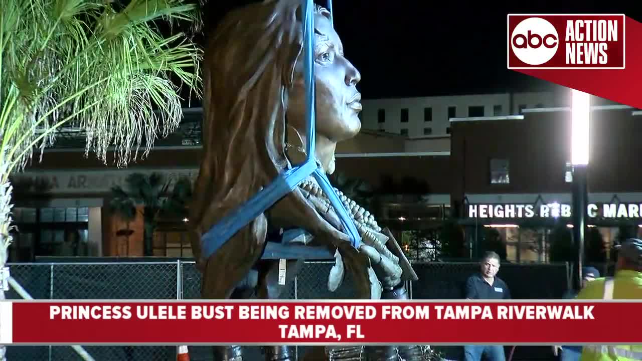 WATCH: Princess Ulele bust removed from Tampa Riverwalk