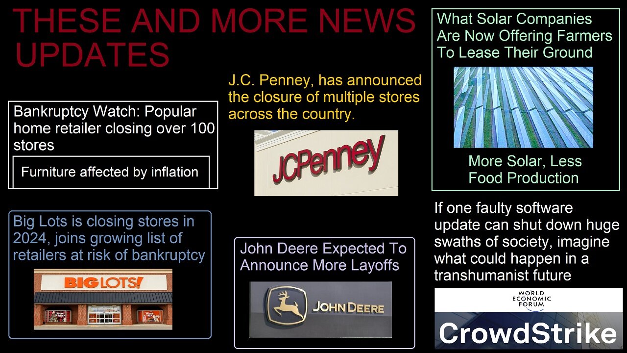 More Store Closings, Solar Co.'s Want More Farm Land, WEF/CrowdStrike, & Other News