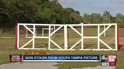 Authorities looking for 'Grinch' who stole large sign from South Tampa Christmas tree farm