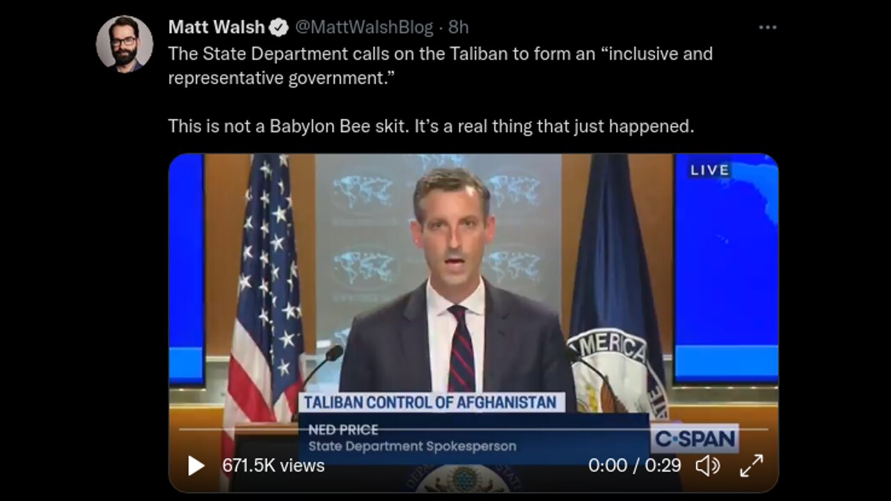 State Department Calls On The Taliban | This Is NOT Satire! | 432hz [hd 720p]