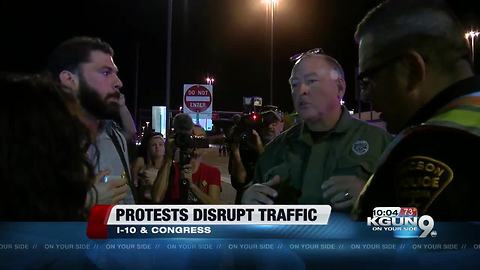 Protests disrupt downtown traffic, intersection closed