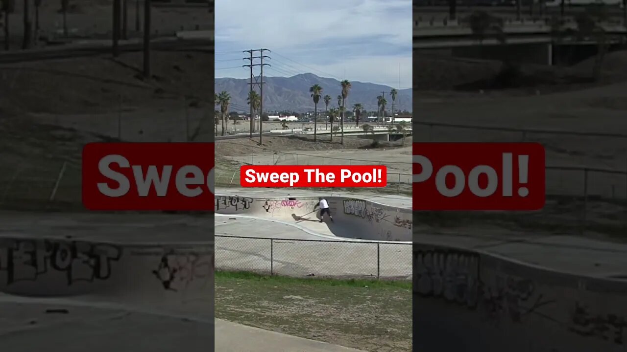 How to sweep a pool #poolskateboarding #poolskating #skateboarding #cleaningmotivation #emptypool