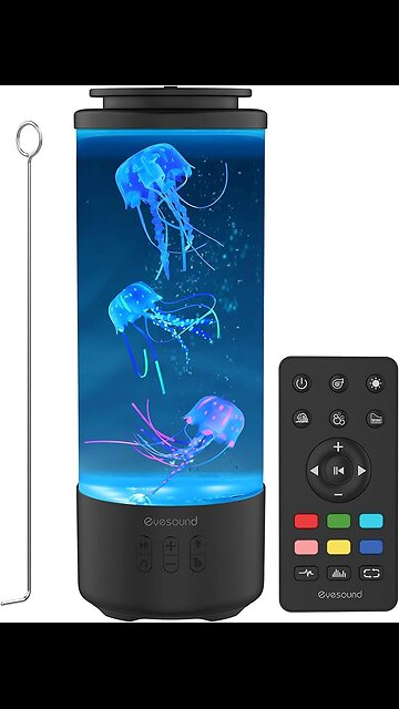 Jellyfish Lamp Bluetooth Speaker, White Noise LED Jellyfish Aquarium Night Light.