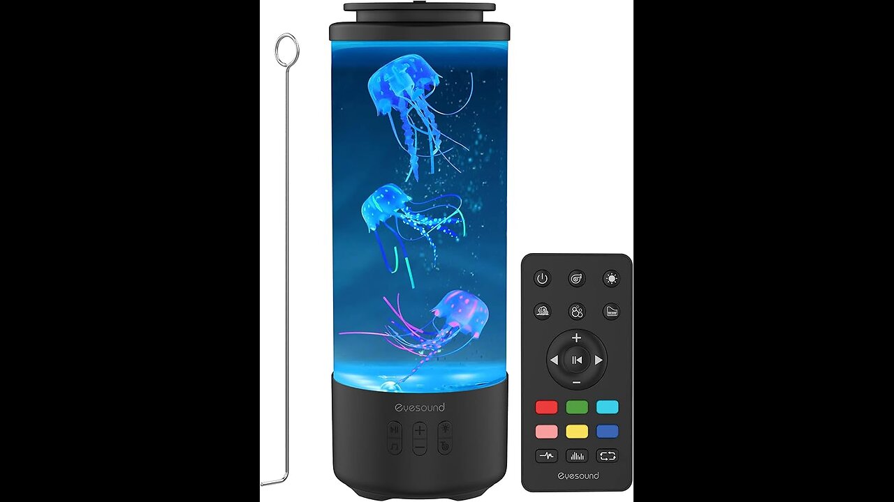 Jellyfish Lamp Bluetooth Speaker, White Noise LED Jellyfish Aquarium Night Light.