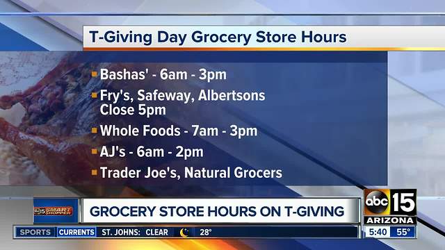 Grocery store hours this Thanksgiving