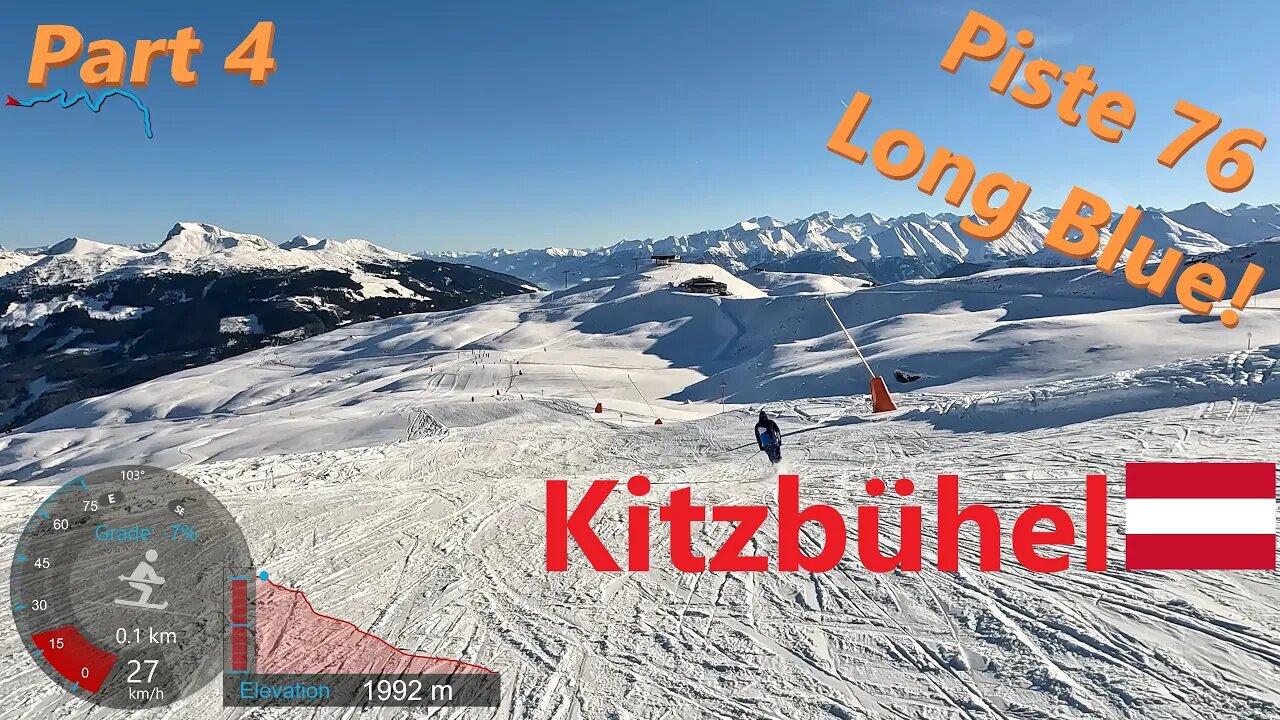 [4K] Skiing Kitzbühel KitzSki, Long Piste 76 Pass Thurn Direktabfahrt, Part 4, Austria, GoPro HERO11