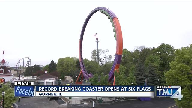 Record-breaking loop roller coaster opens at Six Flags Great America