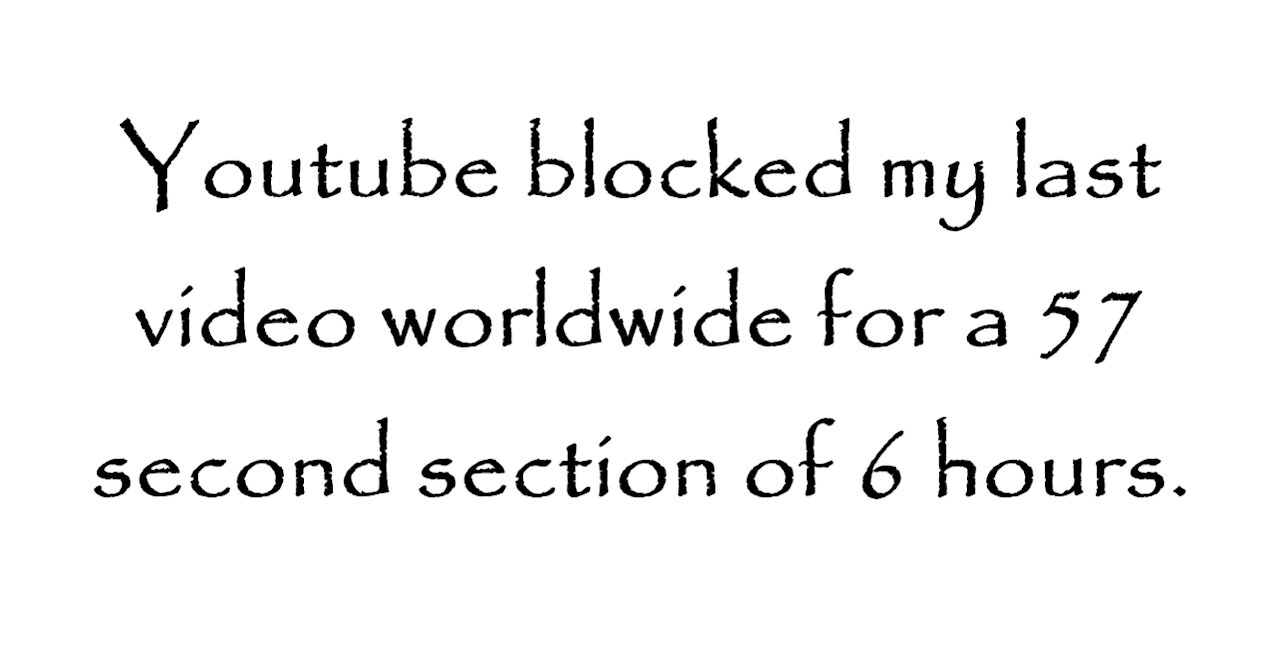 Youtube blocked my last video worldwide for a 57 second section of 6 hours.