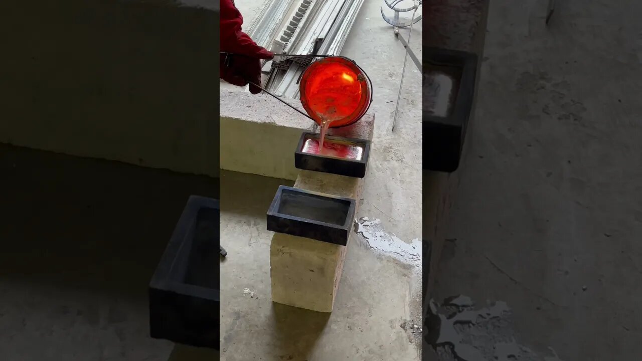 🔥big ingots😁🔥 #pouring #aluminum #ingots #metalcasting