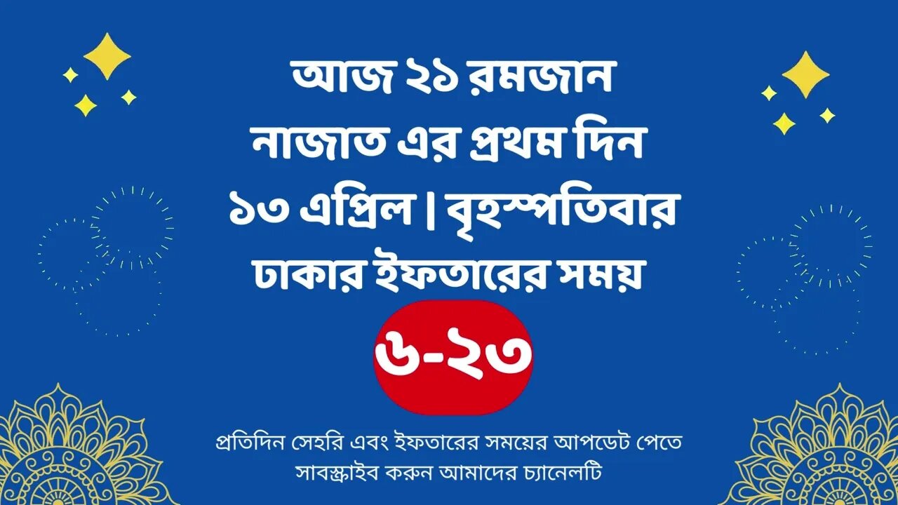 আজ ২১ রমজান ১৩ এপ্রিল ঢাকার ইফতারের সময় iftar time 2023 in Dhaka 13 april iftar time 2023