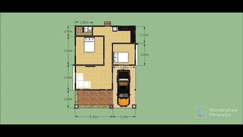 planta de casa com 2 quartos