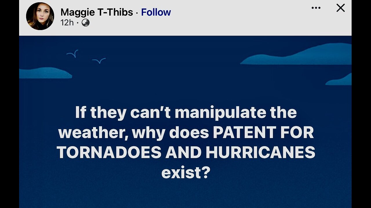 US Patent on Hurricane and tornado control device