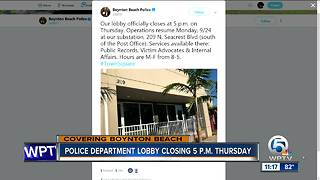 Boynton Beach Police Department lobby closing Thursday