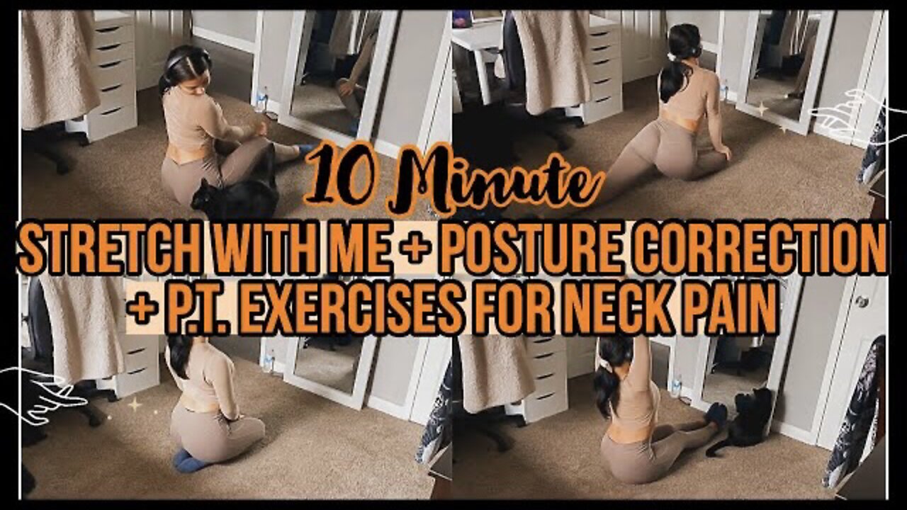 *10 MIN* STRETCH W/ ME FOR ENDOMETRIOSIS + P.T EXERCISES FOR BETTER POSTURE & NECK PAIN | ez tingz