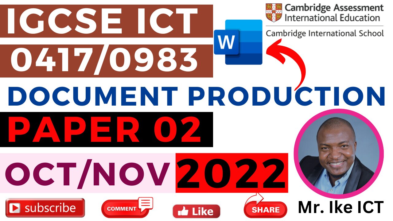 IGCSE ICT Paper 02 October November 2022 Document Production - Ms Word