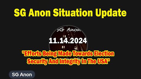 SG Anon Situation Update Nov 14: "Efforts Being Made Towards Election Security And Integrity "