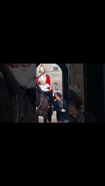 your leaning on his boot for a picture #horseguardsparade