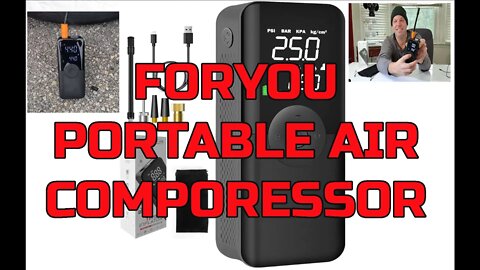 Portable Cordless Air Compressor Tire Pump - 150 PSI by FORYOU - Rechargeable