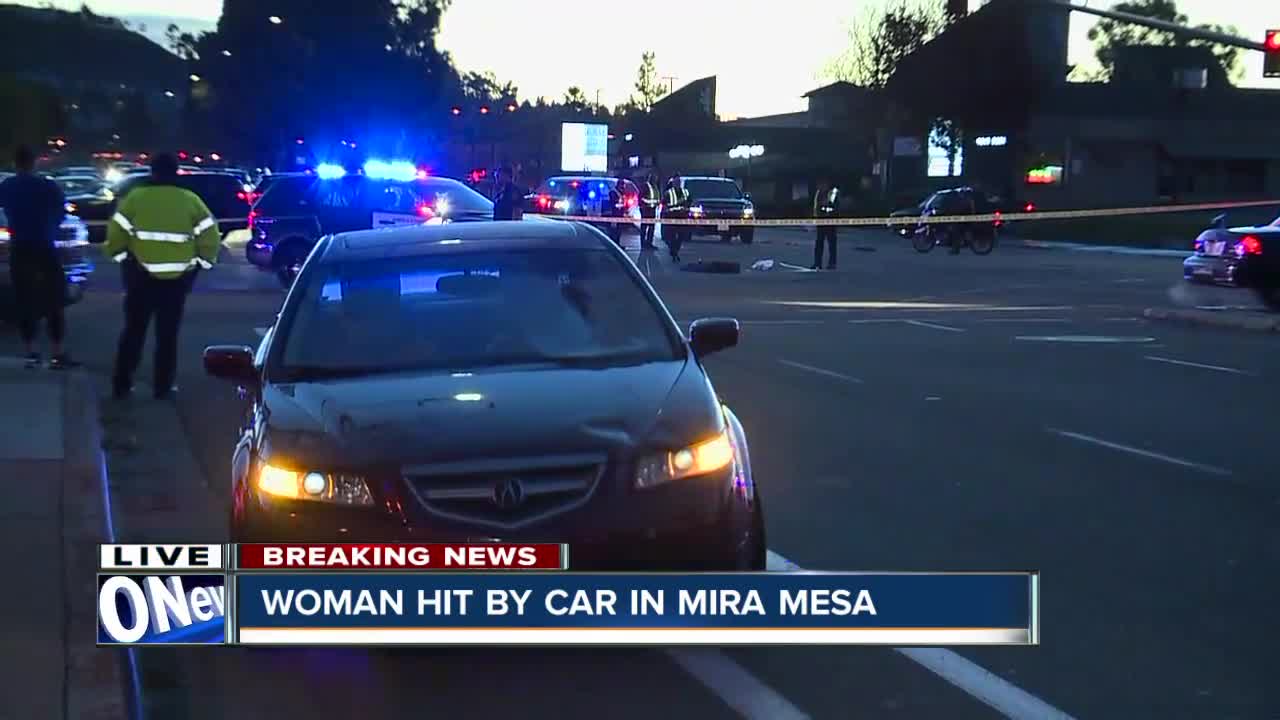 Woman hit by car in Mira Mesa intersection