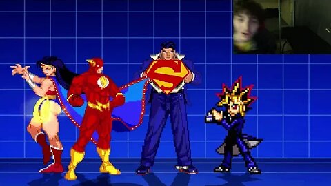 Justice League Members (Batman, Superman, Flash, And Wonder Woman) VS Yami Yugi In An Epic Battle