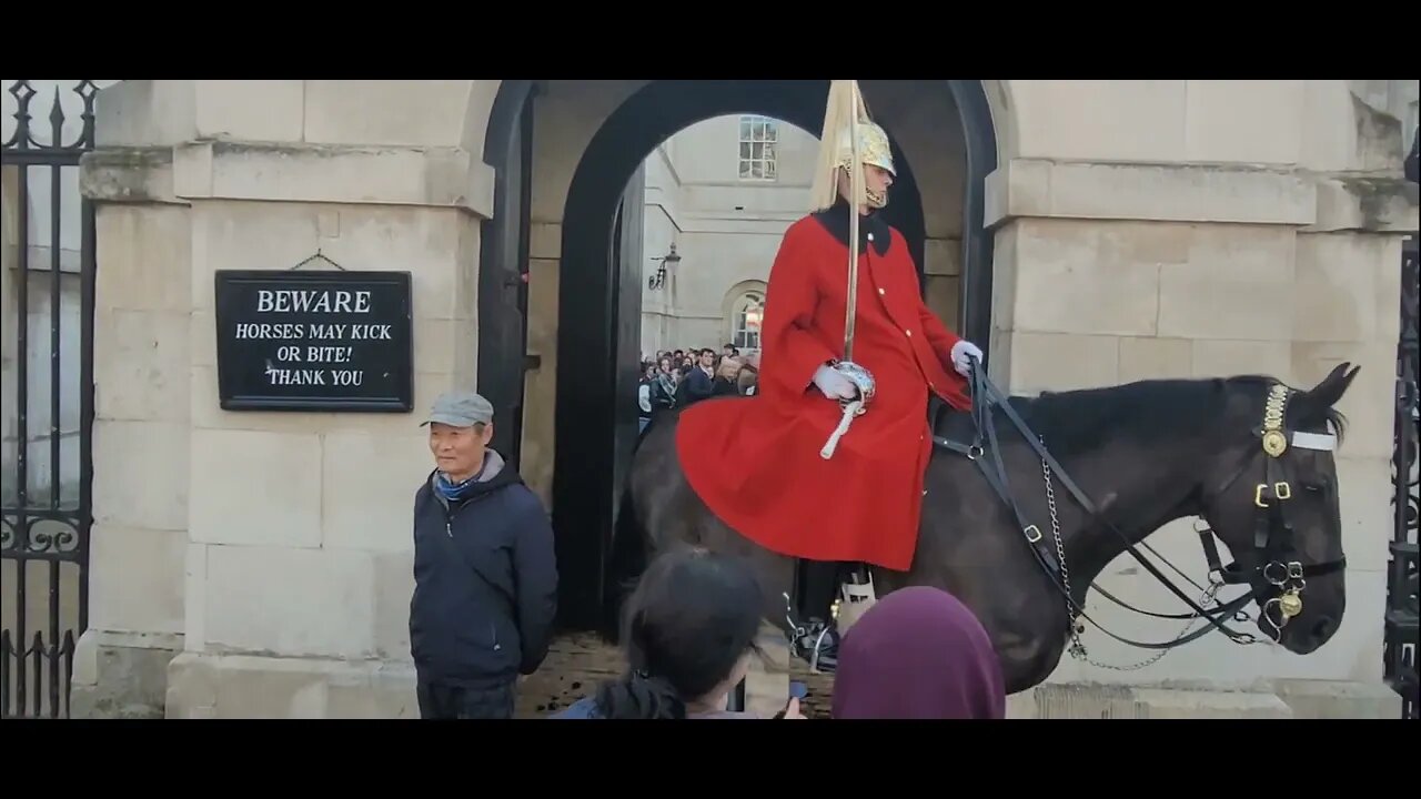 The kings guard doesn't wait for the tourist to move #horseguardsparade