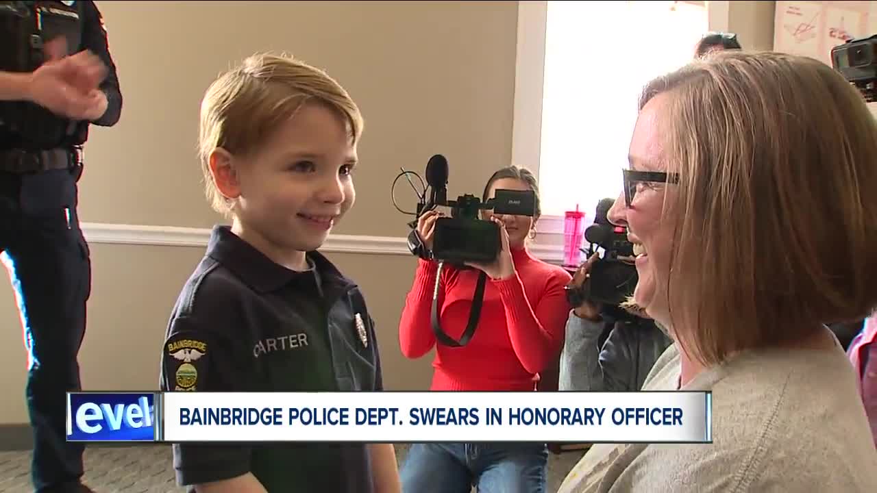 Bainbridge Township Police Department swears in its newest officer: 5-year-old Carter