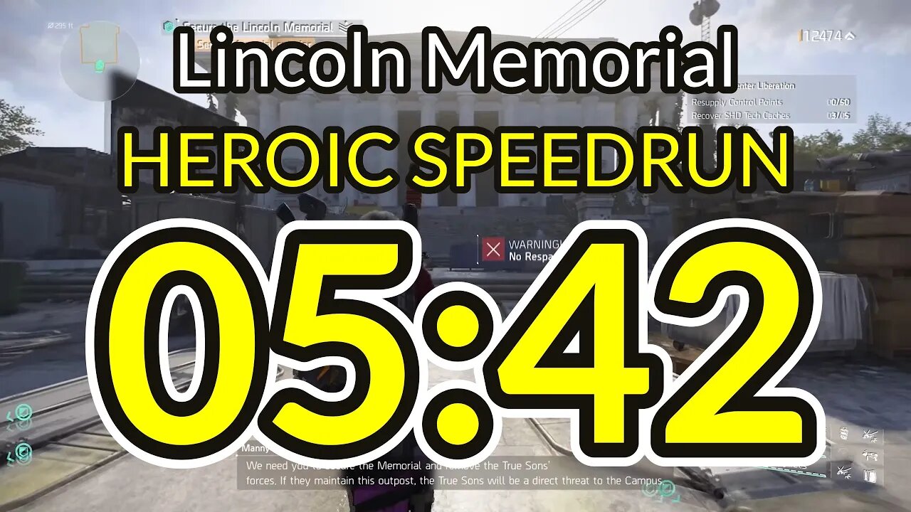 Heroic Speedrun Lincoln Memorial | time 05:42 | The Division 2