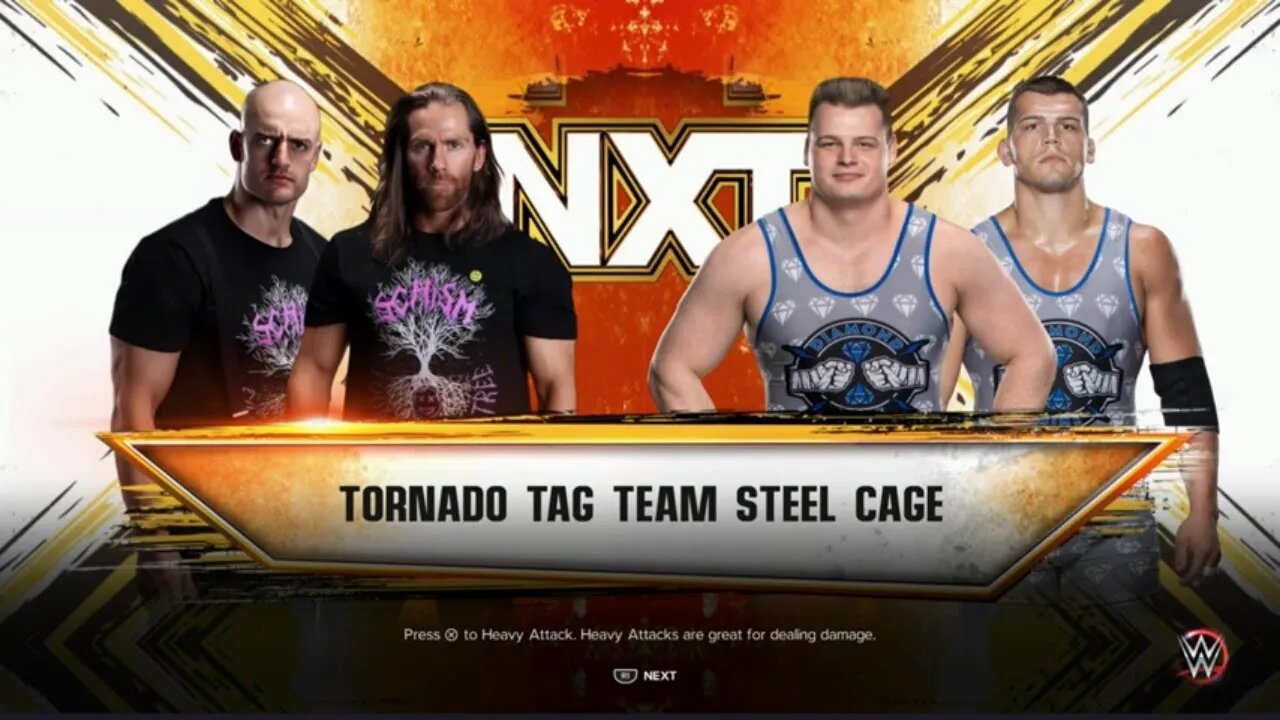 NXT The Creed Brothers vs The Dyad in a Steel Cage match