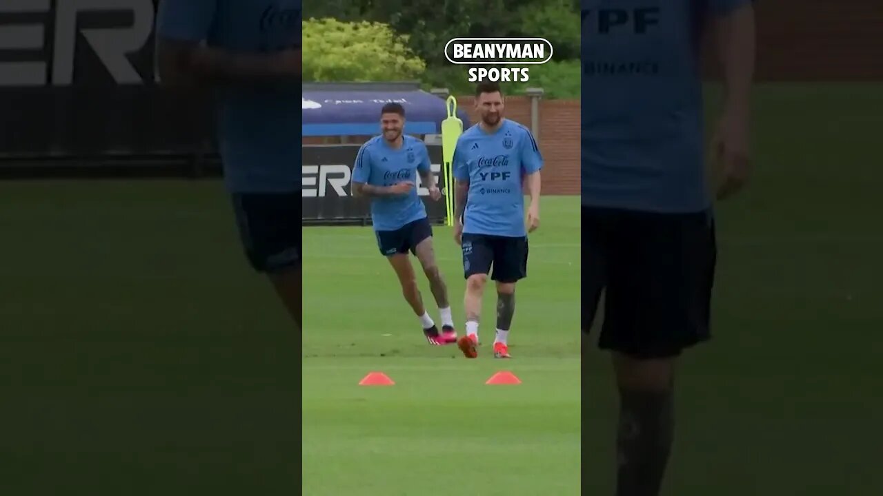 Lionel Messi back training with Argentina after World Cup victory