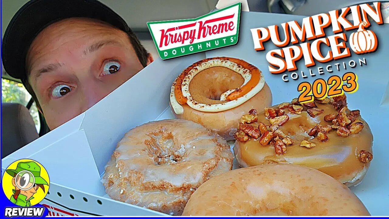 Krispy Kreme® 🍩 PUMPKIN SPICE DOUGHNUTS 2023 Review 🎃🍁🍩 ALL 4 FLAVORS! 🤯 Peep THIS Out! 🕵️‍♂️