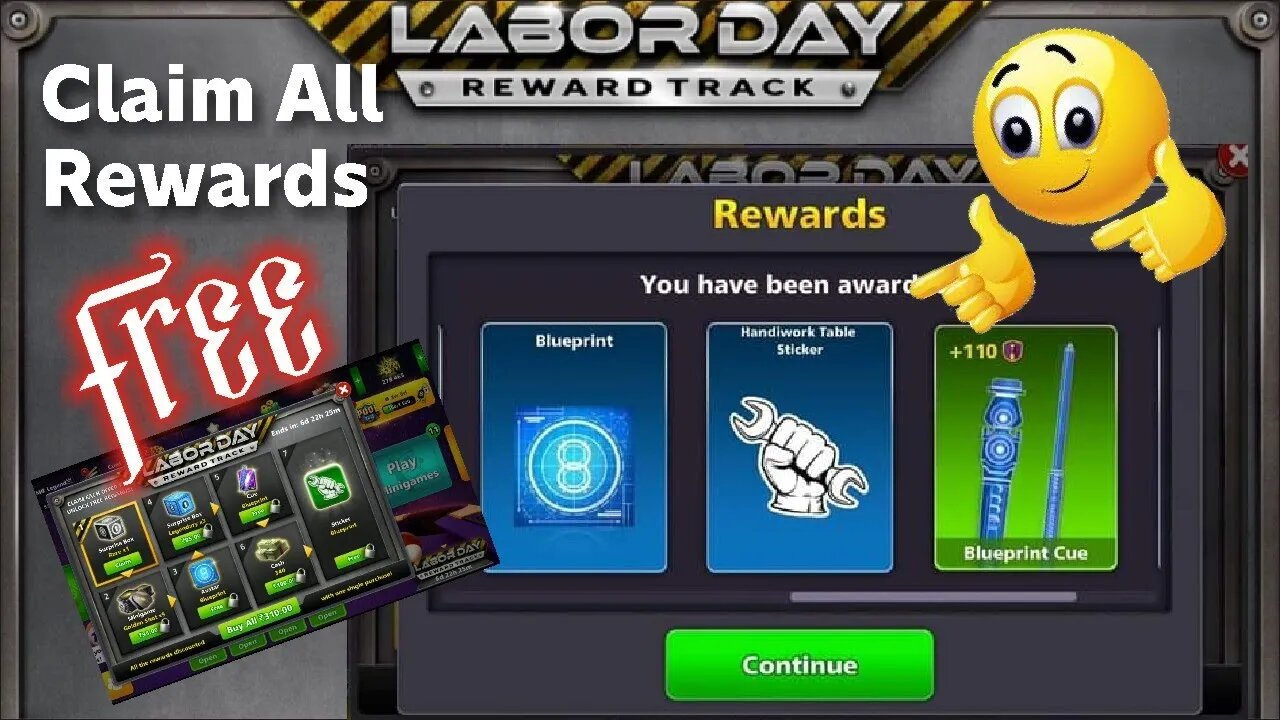 Claim Labor day Free Rewards 8 Ball Pool