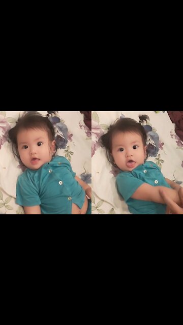 Cute little girl doing evening exercise.