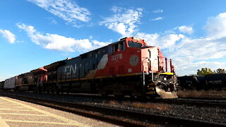 CN 3278 & CN 3100 Locomotives CN Train 383 Manifest Train Westbound In Ontario