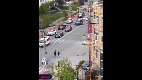 Residents of Kaspiysk, Dagestan, Russia staged a rally with the banner of victory