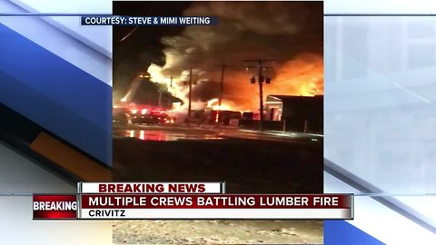 Crews battle fire at Crivitz Lumber and Rental