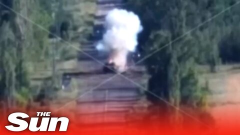 Ukrainian fighters land direct hit on Russian tank with guided missile